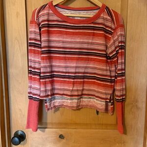 Pilcro Striped Red and Pink Long Sleeve Top